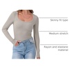 image:imageANRABESS Women Long Sleeve Shirts Scoop Neck Fall Ribbed TopsDark Khaki