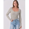 image:imageANRABESS Women Long Sleeve Shirts Scoop Neck Fall Ribbed TopsDark Khaki
