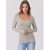 image:imageANRABESS Women Long Sleeve Shirts Scoop Neck Fall Ribbed TopsDark Khaki