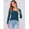 image:imageANRABESS Women Long Sleeve Shirts Scoop Neck Fall Ribbed TopsDeep Blue