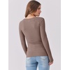 image:imageANRABESS Women Long Sleeve Shirts Scoop Neck Fall Ribbed TopsDeep Brown