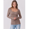 image:imageANRABESS Women Long Sleeve Shirts Scoop Neck Fall Ribbed TopsDeep Brown