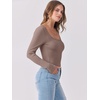 image:imageANRABESS Women Long Sleeve Shirts Scoop Neck Fall Ribbed TopsDeep Brown