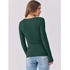 image:imageANRABESS Women Long Sleeve Shirts Scoop Neck Fall Ribbed TopsDeep Green