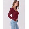 image:imageANRABESS Women Long Sleeve Shirts Scoop Neck Fall Ribbed TopsDeep Red