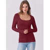 image:imageANRABESS Women Long Sleeve Shirts Scoop Neck Fall Ribbed TopsDeep Red
