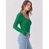 image:imageANRABESS Women Long Sleeve Shirts Scoop Neck Fall Ribbed TopsGreen