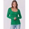 image:imageANRABESS Women Long Sleeve Shirts Scoop Neck Fall Ribbed TopsGreen