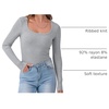 image:imageANRABESS Women Long Sleeve Shirts Scoop Neck Fall Ribbed TopsGrey