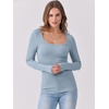 image:imageANRABESS Women Long Sleeve Shirts Scoop Neck Fall Ribbed TopsGrey Blue