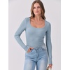 image:imageANRABESS Women Long Sleeve Shirts Scoop Neck Fall Ribbed TopsGrey Blue