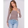 image:imageANRABESS Women Long Sleeve Shirts Scoop Neck Fall Ribbed TopsGrey Pink