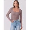 image:imageANRABESS Women Long Sleeve Shirts Scoop Neck Fall Ribbed TopsGrey Pink