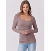 image:imageANRABESS Women Long Sleeve Shirts Scoop Neck Fall Ribbed TopsGrey Pink
