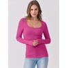 image:imageANRABESS Women Long Sleeve Shirts Scoop Neck Fall Ribbed TopsHot Pink