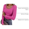 image:imageANRABESS Women Long Sleeve Shirts Scoop Neck Fall Ribbed TopsHot Pink