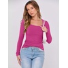 image:imageANRABESS Women Long Sleeve Shirts Scoop Neck Fall Ribbed TopsHot Pink