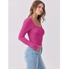 image:imageANRABESS Women Long Sleeve Shirts Scoop Neck Fall Ribbed TopsHot Pink