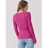 image:imageANRABESS Women Long Sleeve Shirts Scoop Neck Fall Ribbed TopsHot Pink