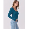 image:imageANRABESS Women Long Sleeve Shirts Scoop Neck Fall Ribbed TopsLake Blue