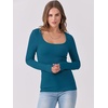 image:imageANRABESS Women Long Sleeve Shirts Scoop Neck Fall Ribbed TopsLake Blue