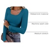 image:imageANRABESS Women Long Sleeve Shirts Scoop Neck Fall Ribbed TopsLake Blue