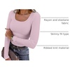 image:imageANRABESS Women Long Sleeve Shirts Scoop Neck Fall Ribbed TopsLight Pink