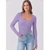 image:imageANRABESS Women Long Sleeve Shirts Scoop Neck Fall Ribbed TopsLight Purple