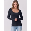 image:imageANRABESS Women Long Sleeve Shirts Scoop Neck Fall Ribbed TopsNavy Blue