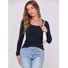 image:imageANRABESS Women Long Sleeve Shirts Scoop Neck Fall Ribbed TopsNavy Blue