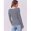 image:imageANRABESS Women Long Sleeve Shirts Scoop Neck Fall Ribbed TopsNavy White Striped