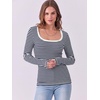 image:imageANRABESS Women Long Sleeve Shirts Scoop Neck Fall Ribbed TopsNavy White Striped