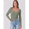 image:imageANRABESS Women Long Sleeve Shirts Scoop Neck Fall Ribbed TopsOlive