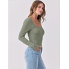 image:imageANRABESS Women Long Sleeve Shirts Scoop Neck Fall Ribbed TopsOlive