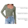 image:imageANRABESS Women Long Sleeve Shirts Scoop Neck Fall Ribbed TopsOlive
