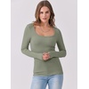image:imageANRABESS Women Long Sleeve Shirts Scoop Neck Fall Ribbed TopsOlive