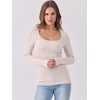 image:imageANRABESS Women Long Sleeve Shirts Scoop Neck Fall Ribbed TopsParchment