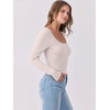 image:imageANRABESS Women Long Sleeve Shirts Scoop Neck Fall Ribbed TopsParchment