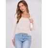 image:imageANRABESS Women Long Sleeve Shirts Scoop Neck Fall Ribbed TopsParchment