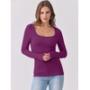 image:imageANRABESS Women Long Sleeve Shirts Scoop Neck Fall Ribbed TopsPurple