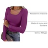 image:imageANRABESS Women Long Sleeve Shirts Scoop Neck Fall Ribbed TopsPurple