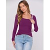 image:imageANRABESS Women Long Sleeve Shirts Scoop Neck Fall Ribbed TopsPurple