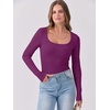 image:imageANRABESS Women Long Sleeve Shirts Scoop Neck Fall Ribbed TopsPurple