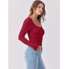 image:imageANRABESS Women Long Sleeve Shirts Scoop Neck Fall Ribbed TopsRed