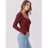 image:imageANRABESS Women Long Sleeve Shirts Scoop Neck Fall Ribbed TopsRed Brown
