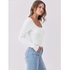 image:imageANRABESS Women Long Sleeve Shirts Scoop Neck Fall Ribbed TopsWhite
