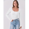 image:imageANRABESS Women Long Sleeve Shirts Scoop Neck Fall Ribbed TopsWhite