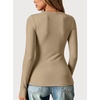 image:imageANRABESS Women Long Sleeve Thermal Shirts Scoop Neck TopApricot