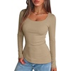 image:imageANRABESS Women Long Sleeve Thermal Shirts Scoop Neck TopApricot