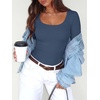 image:imageANRABESS Women Long Sleeve Thermal Shirts Scoop Neck TopGrey Blue
